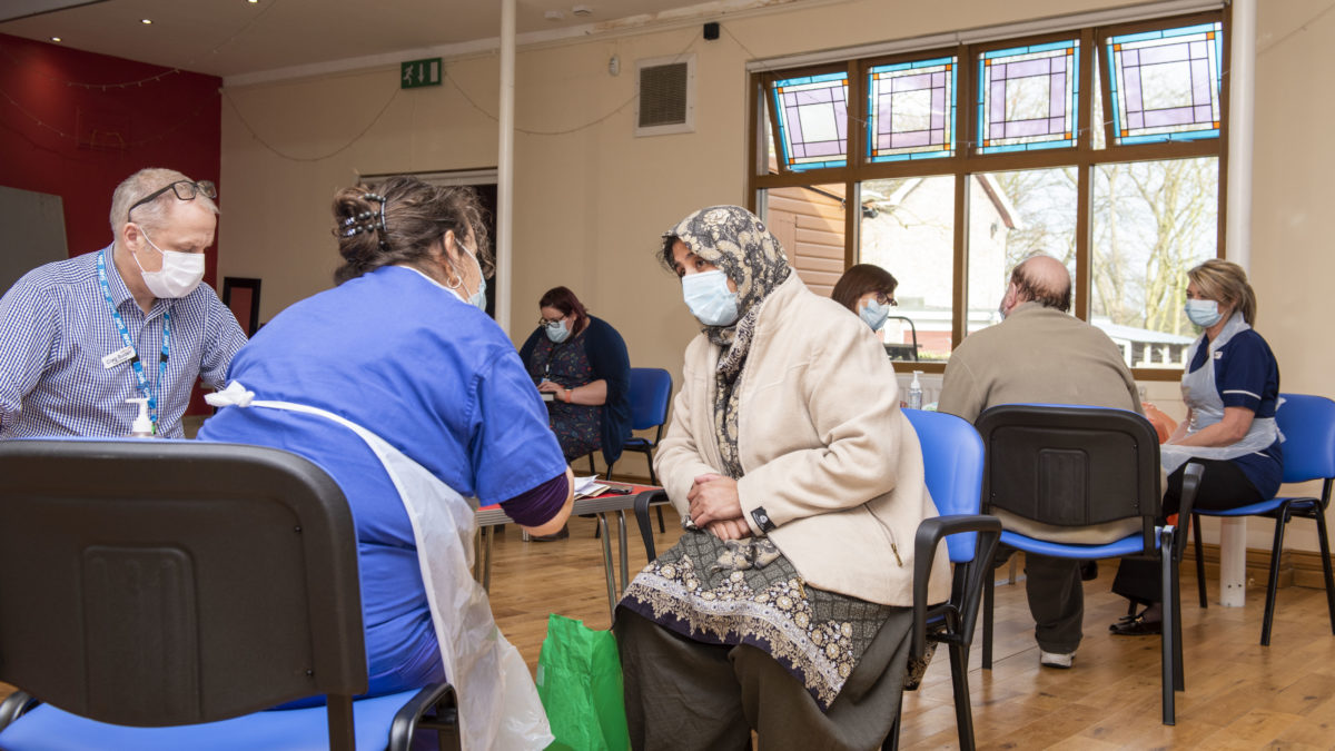 Covid-19 vaccination clinic in a mosque